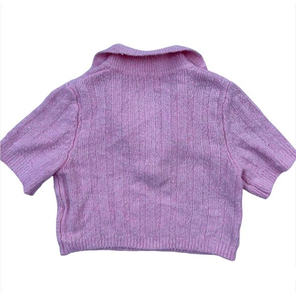 Urban Outfitters Andrea Collared Cropped Sweater Pink XL - Picture 7 of 7